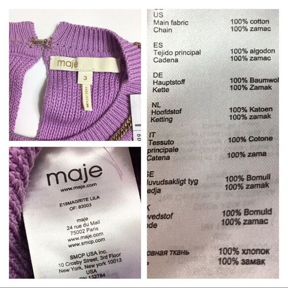 Maje Short-Sleeve Chain Trimmed Sweater Size 3 (8) - Picture 6 of 8